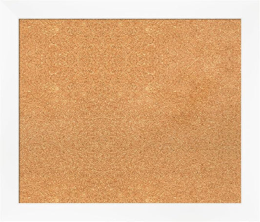 Amanti Art Natural Cork Board for Wall, 23x27 Vision Board with White Frame, Medium Corkboard Office Decor for Home Organization, Modern Corkboard Pinboard to Display Items for Home Organization in-DeskLoop Office