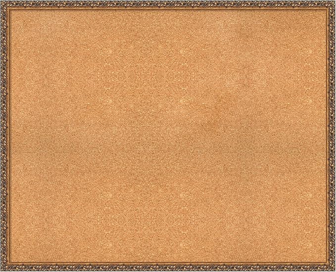 Amanti Art Natural Cork Board for Wall, 34x42 Vision Board with Bronze Frame, X-Large Corkboard Office Decor for Home Organization, Traditional Corkboard Pinboard to Display Items for Home-DeskLoop Office
