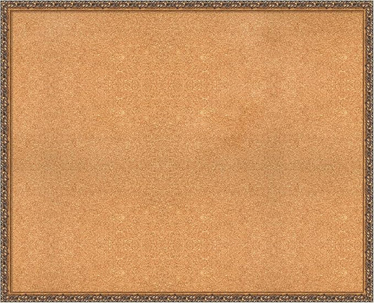 Amanti Art Natural Cork Board for Wall, 34x42 Vision Board with Bronze Frame, X-Large Corkboard Office Decor for Home Organization, Traditional Corkboard Pinboard to Display Items for Home-DeskLoop Office