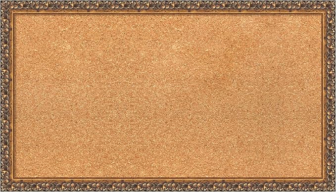 Amanti Art Natural Cork Board for Wall, 16x28 Vision Board with Bronze Frame, Medium Corkboard Office Decor for Home Organization, Traditional Corkboard Pinboard to Display Items for Home-DeskLoop Office