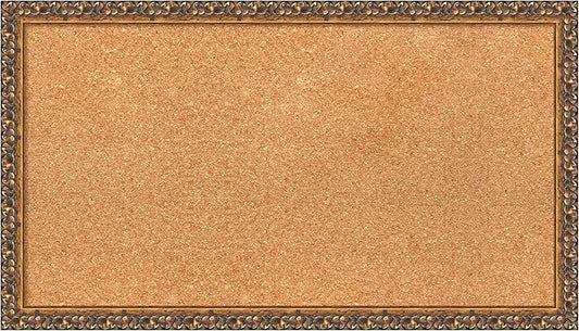 Amanti Art Natural Cork Board for Wall, 16x28 Vision Board with Bronze Frame, Medium Corkboard Office Decor for Home Organization, Traditional Corkboard Pinboard to Display Items for Home-DeskLoop Office