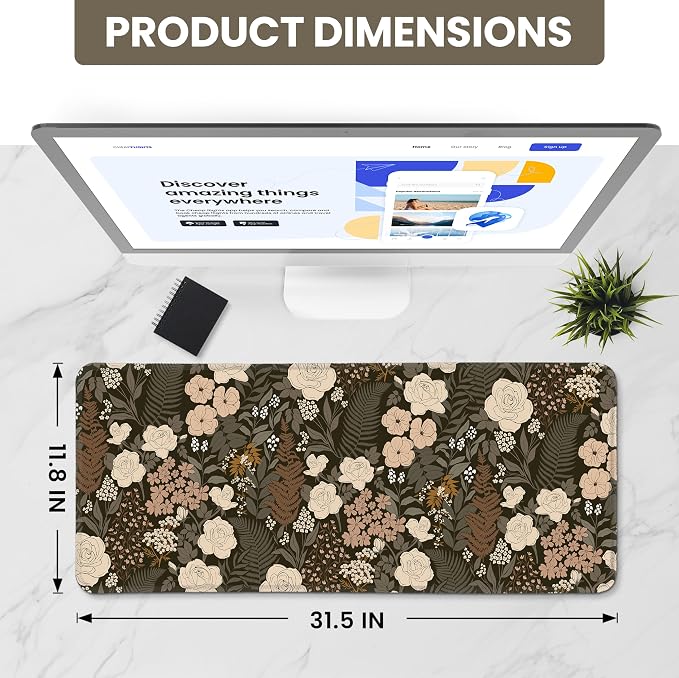 Aesthetic Desk Mat, Cute Wild Rose Desk Pad Protector - Image 2