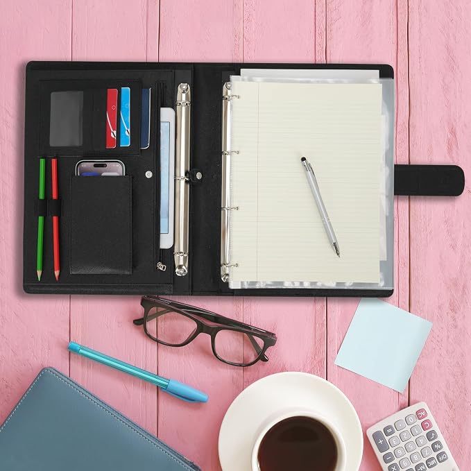 Wonderpool A4 PU Leather 3 & 4 Ring Holder Writing Portfolio Multi Document Case - Image 5