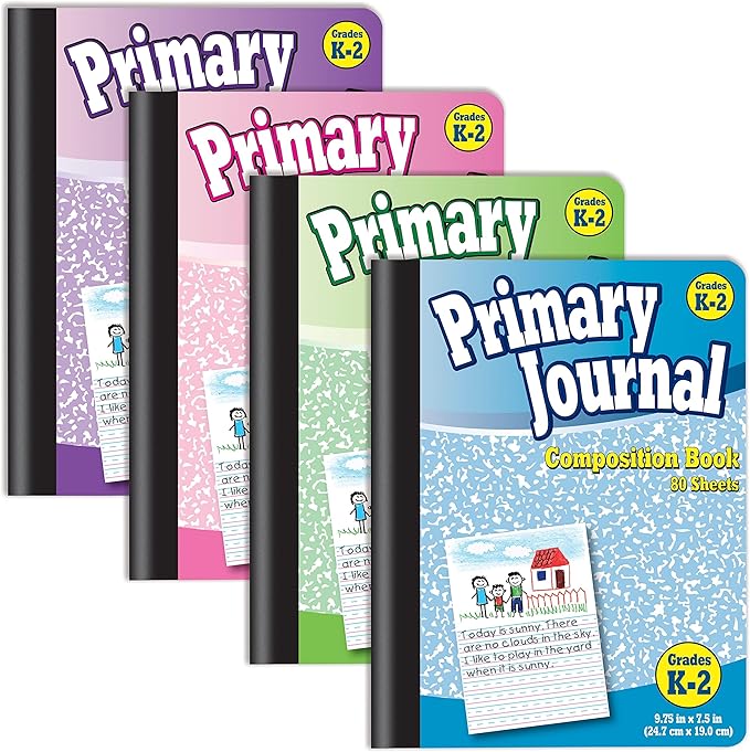 Better Office Products Primary Journal, 4 New Fun Colors, Primary Composition by BetterOfficeProducts