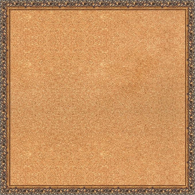 Amanti Art Natural Cork Board for Wall, 24x24 Vision Board with Bronze Frame, Medium Corkboard Office Decor for Home Organization, Traditional Corkboard Pinboard to Display Items for Home-DeskLoop Office