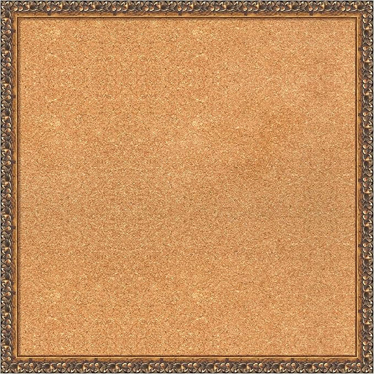Amanti Art Natural Cork Board for Wall, 24x24 Vision Board with Bronze Frame, Medium Corkboard Office Decor for Home Organization, Traditional Corkboard Pinboard to Display Items for Home-DeskLoop Office