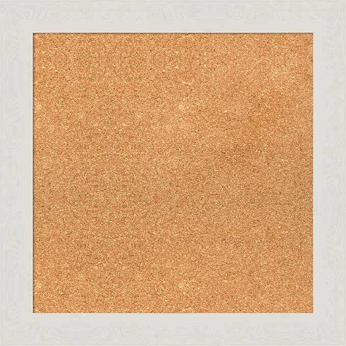 Amanti Art Natural Cork Board for Wall, 21x21 Vision Board with White Frame, Small Corkboard Office Decor for Home Organization, Country Rustic Corkboard Pinboard to Display Items for Home-DeskLoop Office