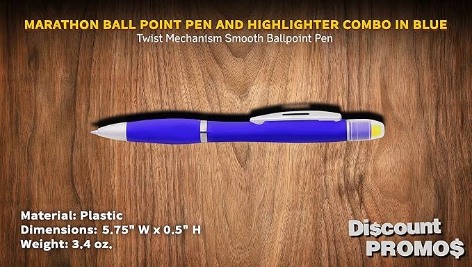 DISCOUNT PROMOS 10 Marathon Gel Highlighter Pens Pack - Twist Mechanism, Ballpoint - Blue-DeskLoop Office