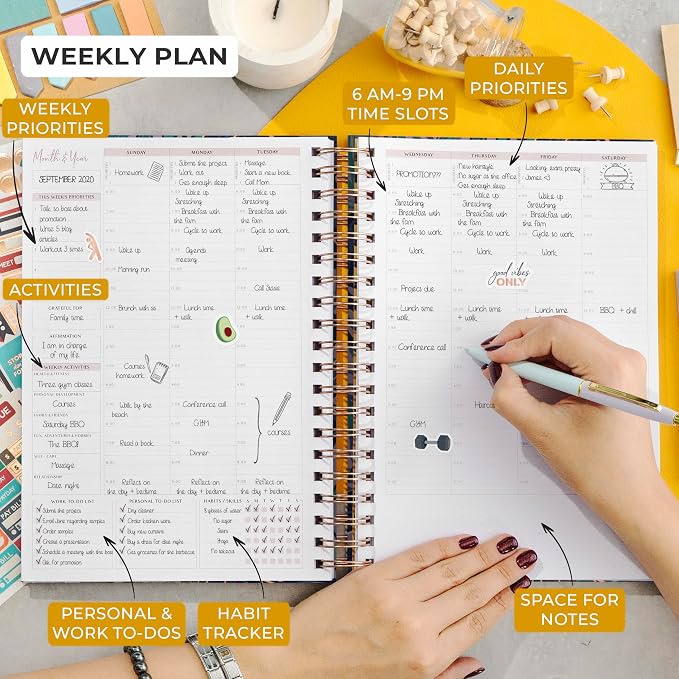 PLANBERRY Large Hourly Schedule Planner Premium – Undated Organizer - Image 3