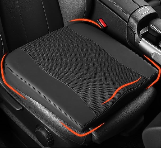 Car Seat Cushion, Comfort Memory Foam Car Cushions for Driving - Sciatica & Lower Back Pain Relief, Driver Seat Pillow for Auto, Office Chair, Wheelchair - Obsidian Speck Black-DeskLoop Office