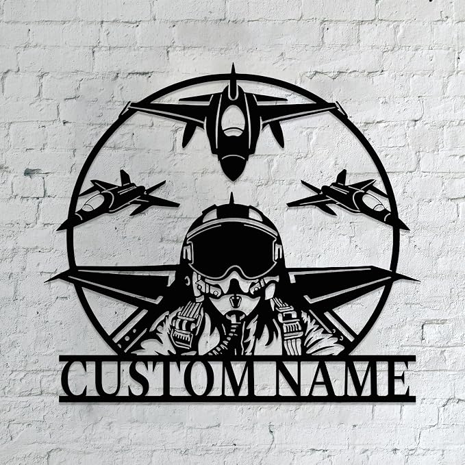 Personalized Metal Airplane Wall Art, Airplane Name Sign, Customized Pilot Name by Unknown