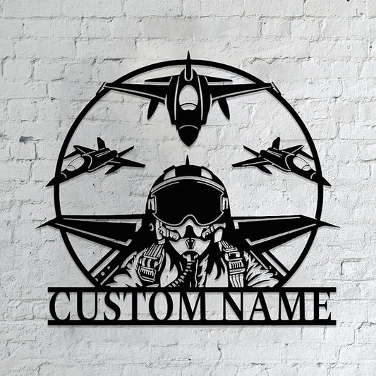 Personalized Metal Airplane Wall Art, Airplane Name Sign, Customized Pilot Name by Unknown