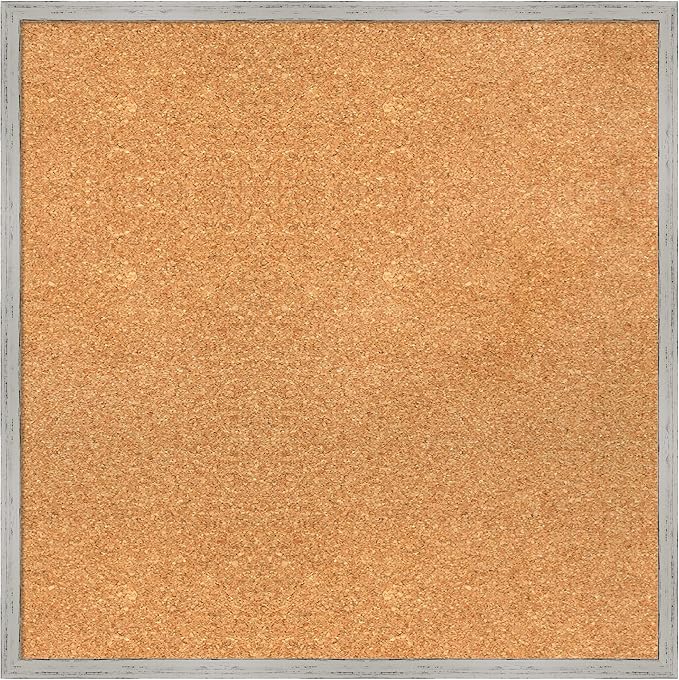 Amanti Art Natural Cork Board for Wall, 25x25 Vision Board with White Frame, Medium Corkboard Office Decor for Home Organization, Cottage Corkboard Pinboard to Display Items for Home Organization in-DeskLoop Office