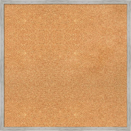 Amanti Art Natural Cork Board for Wall, 25x25 Vision Board with White Frame, Medium Corkboard Office Decor for Home Organization, Cottage Corkboard Pinboard to Display Items for Home Organization in-DeskLoop Office