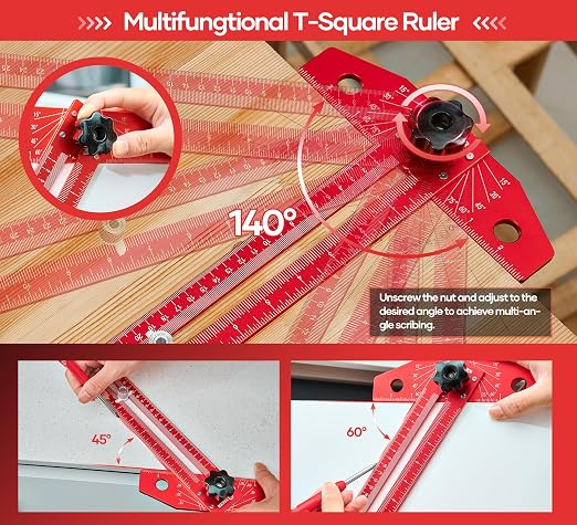 Saker Woodworking Scriber Marking Line Ruler, Adjustable Aluminum Alloy Sliding - Image 5