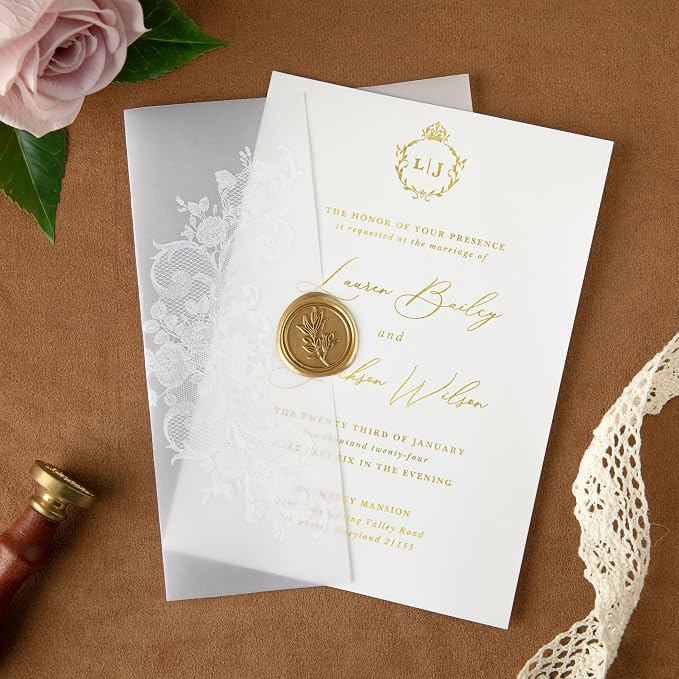 ponatia 50PCS White Foil Wedding Vellum Jackets - Image 3