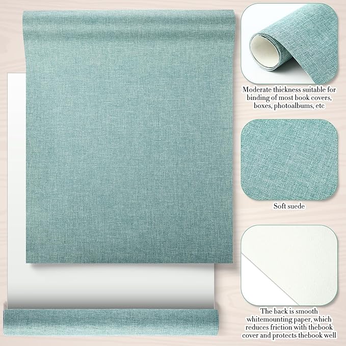 4 Pcs Book Cloth Bookcover Fabric Surface with Paper Backed Binding Cloth Fabric Book Cover for Scrapbooking Album DIY Craft Supplies Home, 4 Colors(Cool Color,14 x 10 Inches)-DeskLoop Office