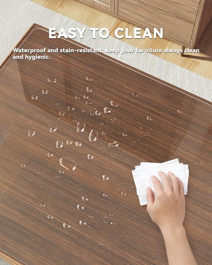 Oterri Clear Writing Desk Pad, 12’’x36” Heat Resistant Waterproof PVC Round - Image 7