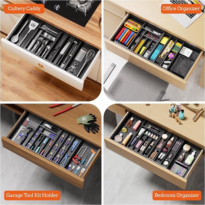 Silverware Organizer Large, Magnetic Connected Expandable 11 Slots Silverware - Image 8