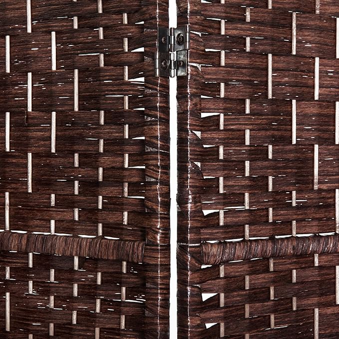 HOMCOM Room Divider 6 Panels Folding Privacy Screen 6FT Tall Portable Wicker Weave Partition Wall Divider for Bedroom Home Office, Brown-DeskLoop Office