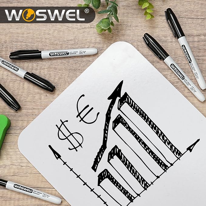 WOSWEL Dry Erase Markers, 24 Pack Black Fine Tip Whiteboard Markers, Round - Image 9