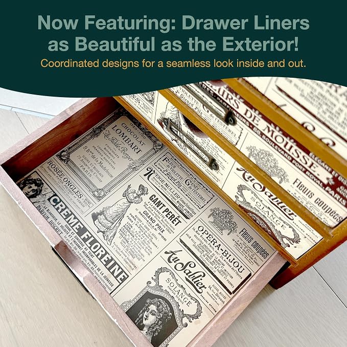 4-Drawer Vintage Ephemera Pattern Desktop Organizer - Image 3