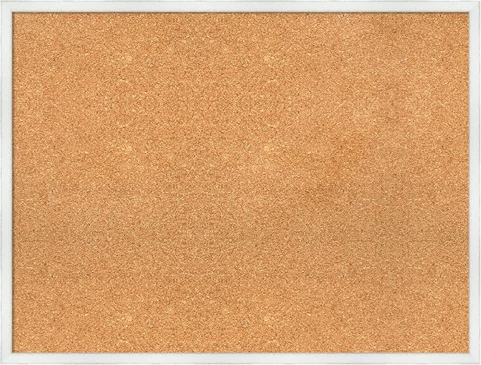 Amanti Art Natural Cork Board for Wall, 25x33 Vision Board with White Frame, Large Corkboard Office Decor for Home Organization, Country Rustic Corkboard Pinboard to Display Items for Home-DeskLoop Office