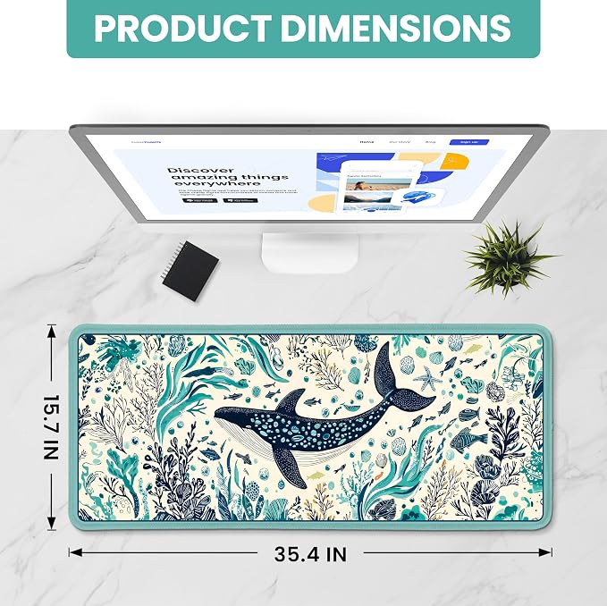 Aesthetic Desk Mat, Cute Drifting Whales Desk Pad Protector - Image 2