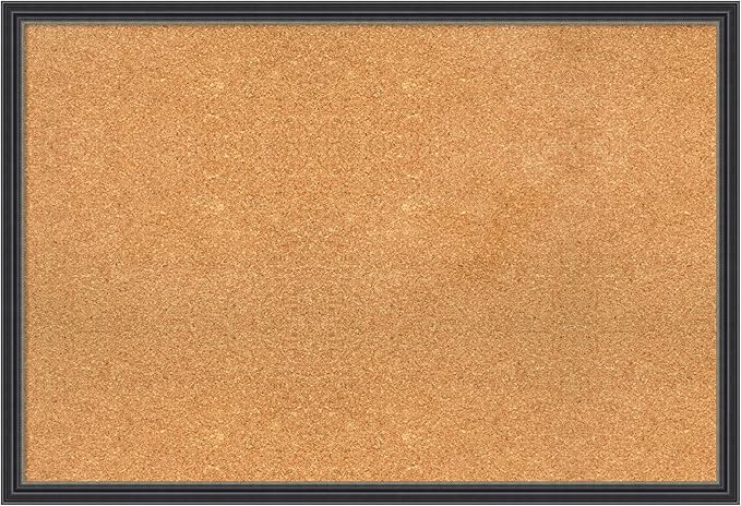 Amanti Art Natural Cork Board for Wall, 26x38 Vision Board with Black Wood Frame, Large Corkboard Office Decor for Home Organization, Traditional Corkboard Pinboard to display items for home-DeskLoop Office