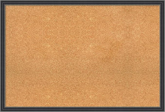Amanti Art Natural Cork Board for Wall, 26x38 Vision Board with Black Wood Frame, Large Corkboard Office Decor for Home Organization, Traditional Corkboard Pinboard to display items for home-DeskLoop Office