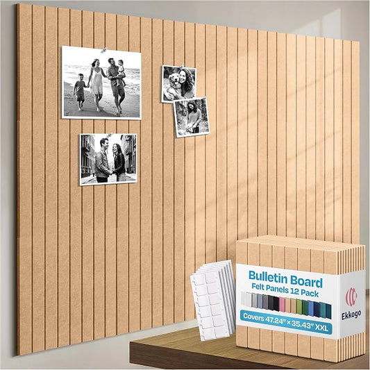 X-Large Cork Board Alternative 12-Pack Felt Bulletin Board Thick and Decorative by EkkogoAcousticPanels