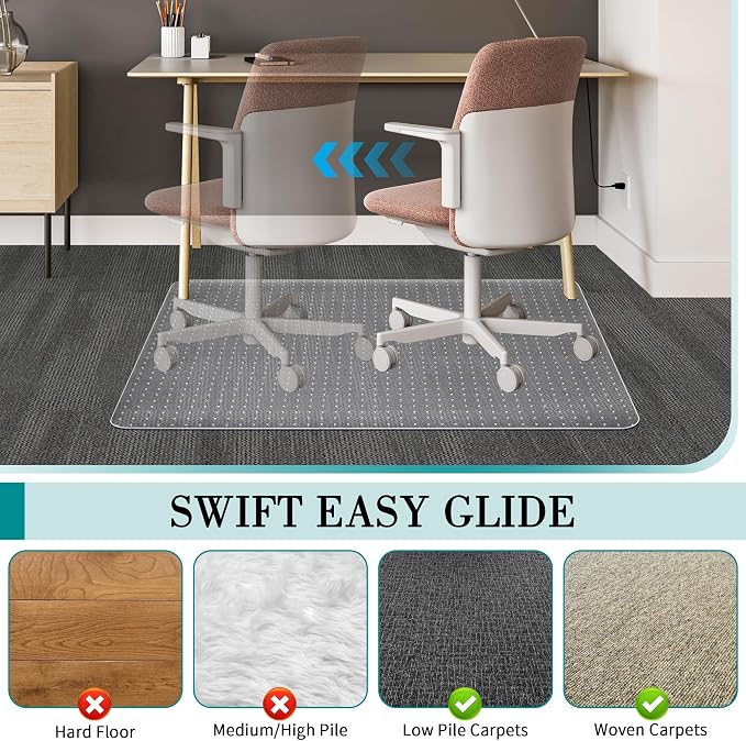 Office Chair Mat for Carpets, Thick and Sturdy Carpet Protector, Easy Glide and - Image 4