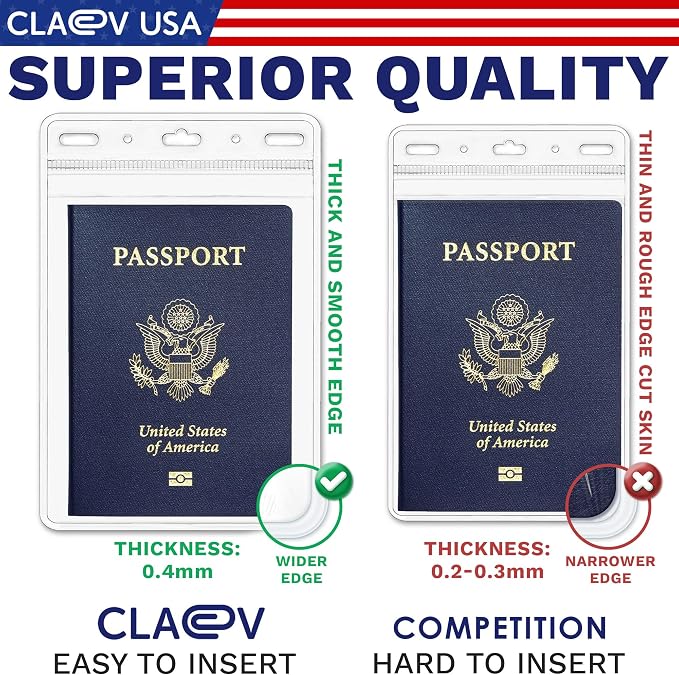 Claev Flexible and Tear Resistant Vertical 4x6 Passport & Card Holders - Image 8