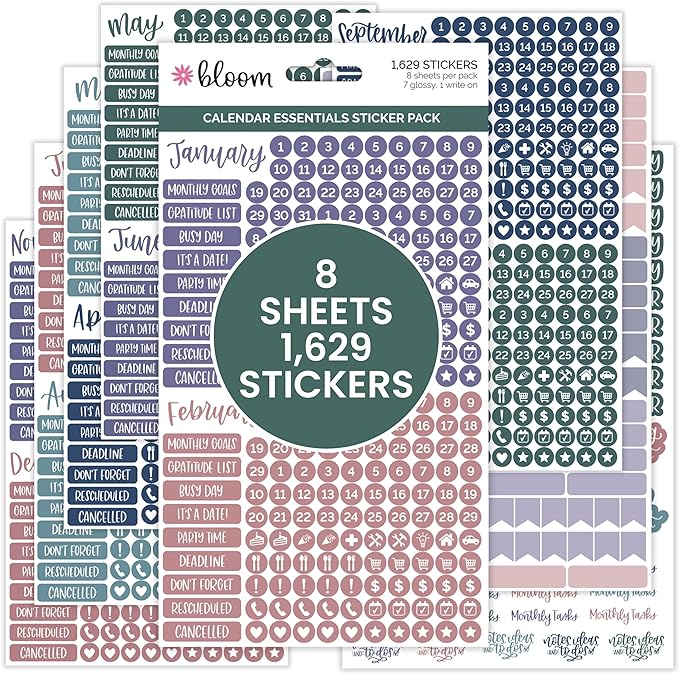 bloom daily planners Calendar Essentials Planner Stickers by bloomdailyplanners