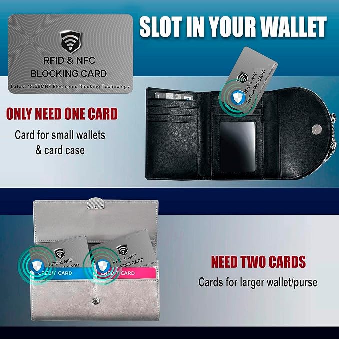 SaiTech IT 2 Pack RFID Blocking Cards, One Card Protects Entire Wallet Purse - Image 9