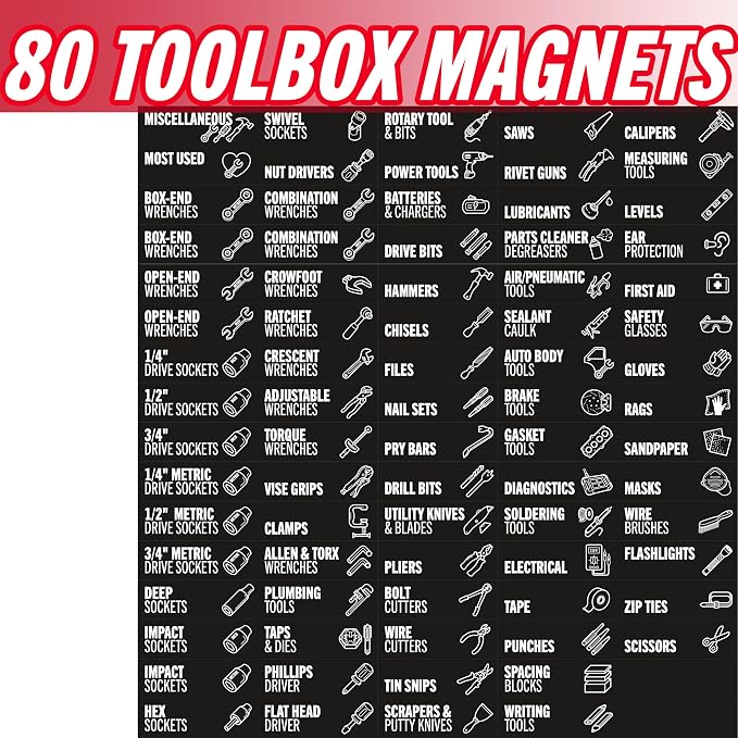 Toolbox Organization Magnetic Labels-80 Large Tool Chest Organizer - Image 3