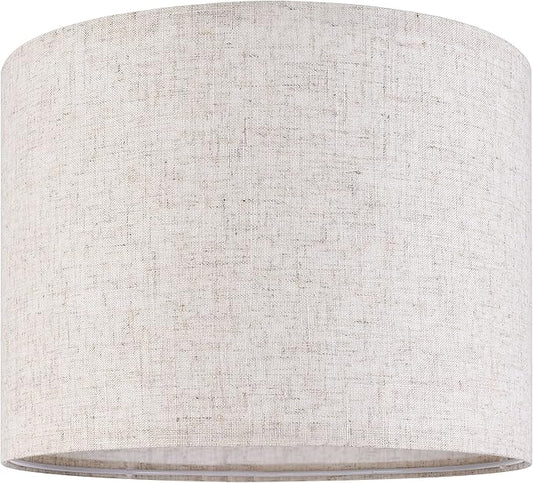 GO&SO Oatmeal Linen Lamp shades Large Drum Linen Lampshade 16" Top x 16" Bottom by GOSO