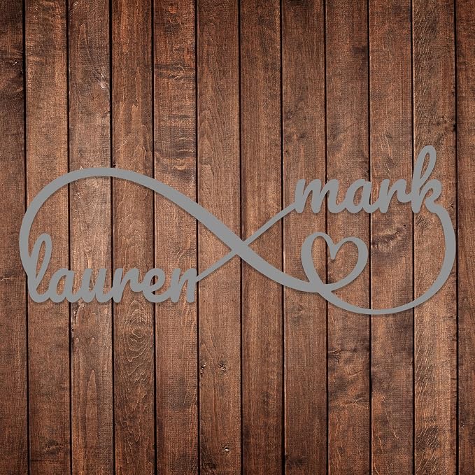 Personalized Valentines Metal Wall Sign, Custom Infinity Heart Love Couple Name - Image 7