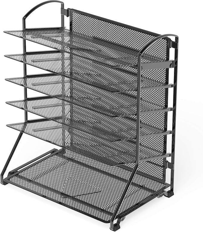 Simple Houseware 6-Tier Sliding File Organizer, Desk Letter Tray - Image 2