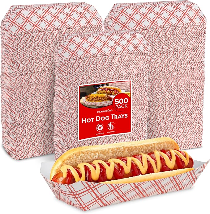 Stock Your Home Checkered Food Boats 500 Pack Retro Red & White Grease by StockYourHome
