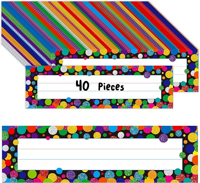 40PCS Traditional Manuscript Name Plates, Confetti Desk Name Tags by Gethelud