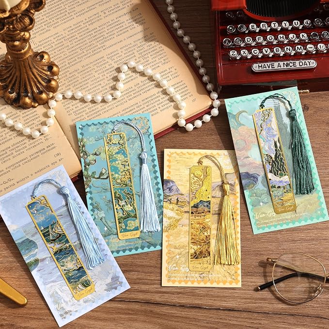 4 Pieces Metal Bookmarks with Tassel - Image 3