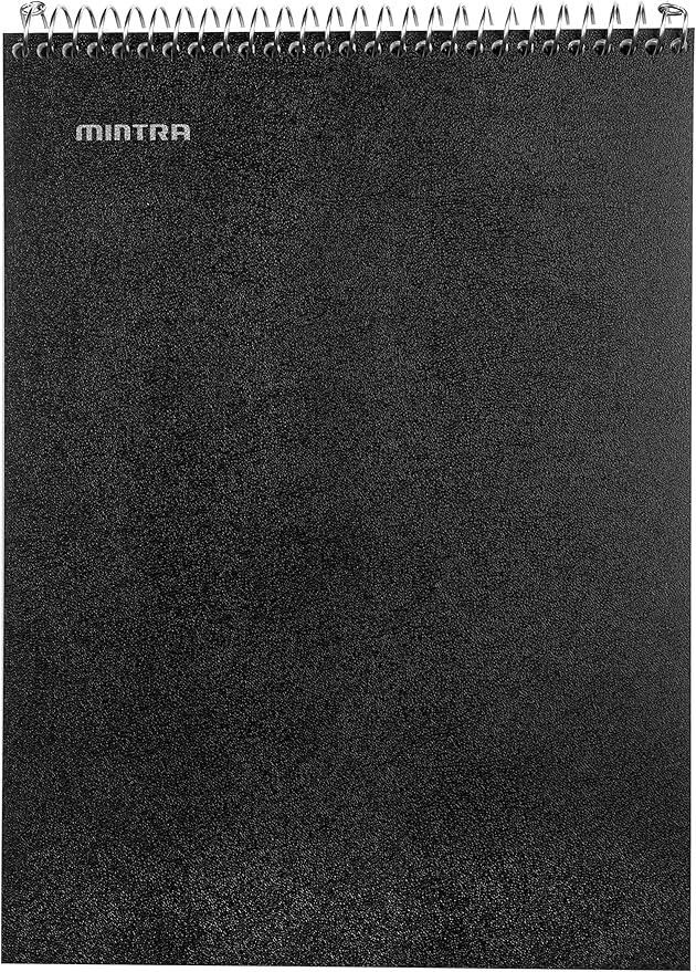 Mintra Office TOP BOUND Durable Spiral Notebooks (Black, College Ruled 3pk)-DeskLoop Office