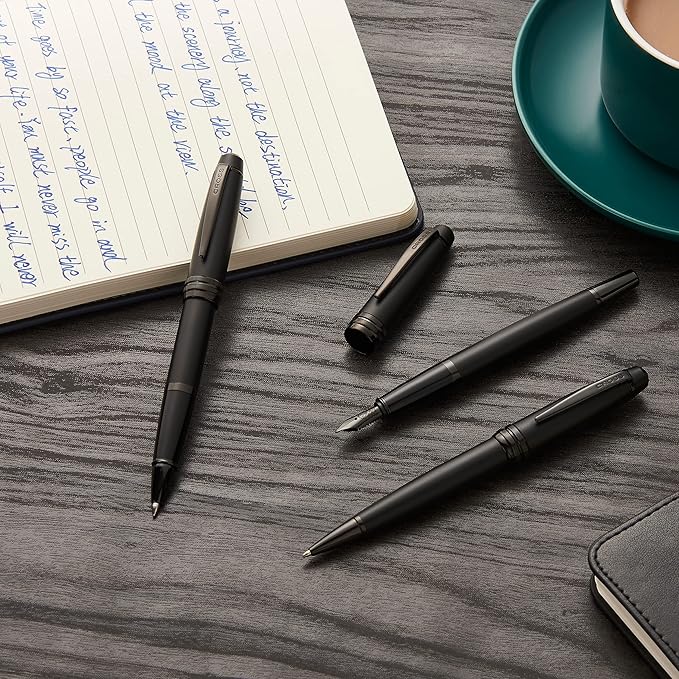 Cross Bailey Refillable Fountain Presented in a Premium Gift Box - Medium Point, Black Ink, Matte Gray-DeskLoop Office