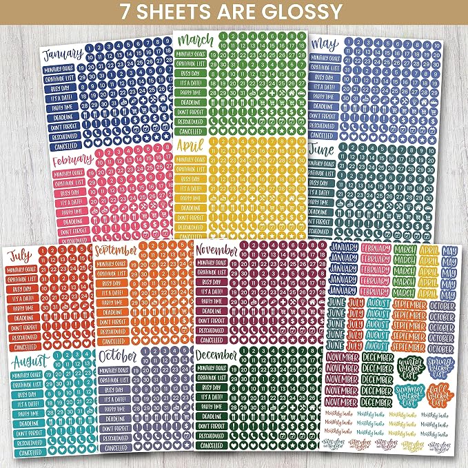 bloom daily planners Bright & Colorful Calendar Essentials Planner Stickers - Image 2