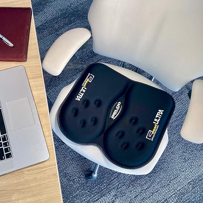 GSeat Ultra Orthopedic Gel and Foam Seat Cushion (Black) – for Coccyx, Back, Tailbone, Prostate, Postnatal, and Sciatica Pain/Discomfort – Office, Car, Chair, Travel-DeskLoop Office