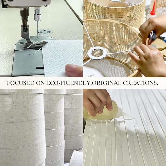 GO&SO Natural Linen Medium Drum Lamp Shades 13" Top x 13" Bottom x 10" High - Image 5