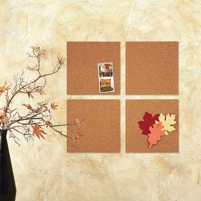 Quartet Cork Tiles, Bulletin Board Cork Panels 12" x 12" x 3/16", 4 Pack - Image 3
