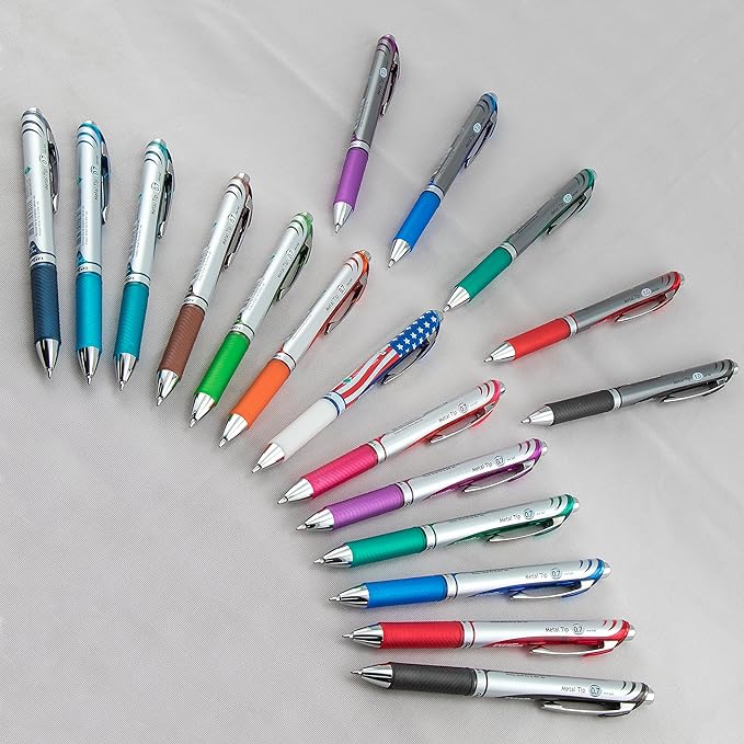 Pentel Pink BCA EnerGel Retractable Liquid Gel Pen, Medium Line, Metal Tip - Image 2