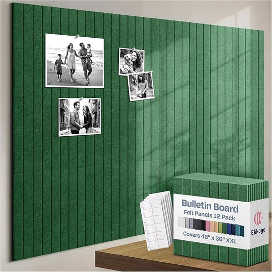 X-Large Cork Board Alternative 12-Pack Felt Bulletin Board Thick and Decorative by EkkogoAcousticPanels